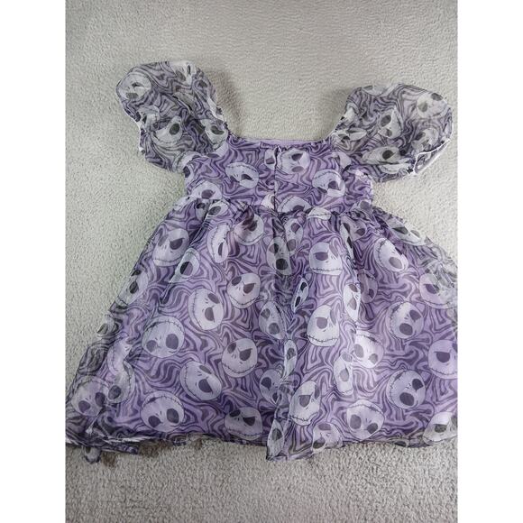 Disney Dress Jack Skellington Girls XL (14) Purple Kids Puff Sleeve Halloween - Picture 5 of 7